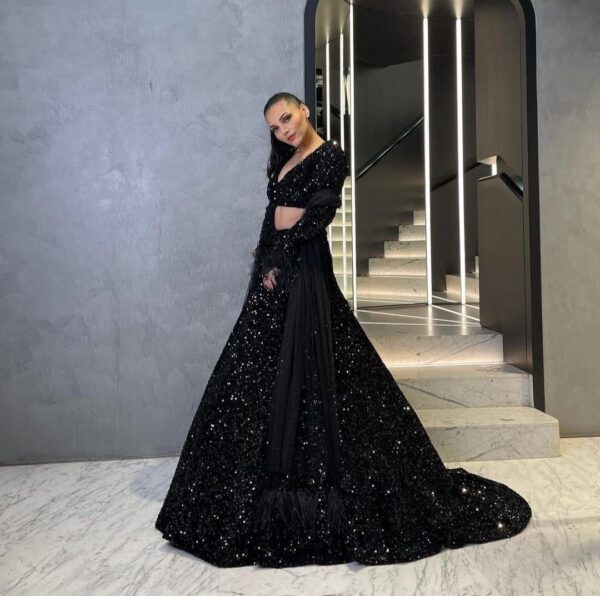 Black Color Sequins Work Heavy Lehenga Choli - Image 2