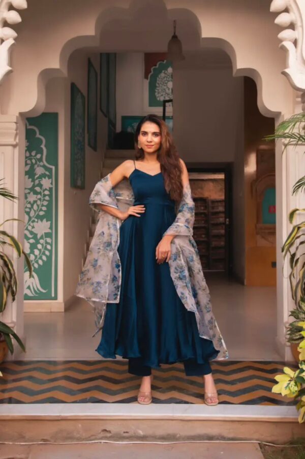 Navy Blue Color Huge Flair Anarkali Suit - Image 3
