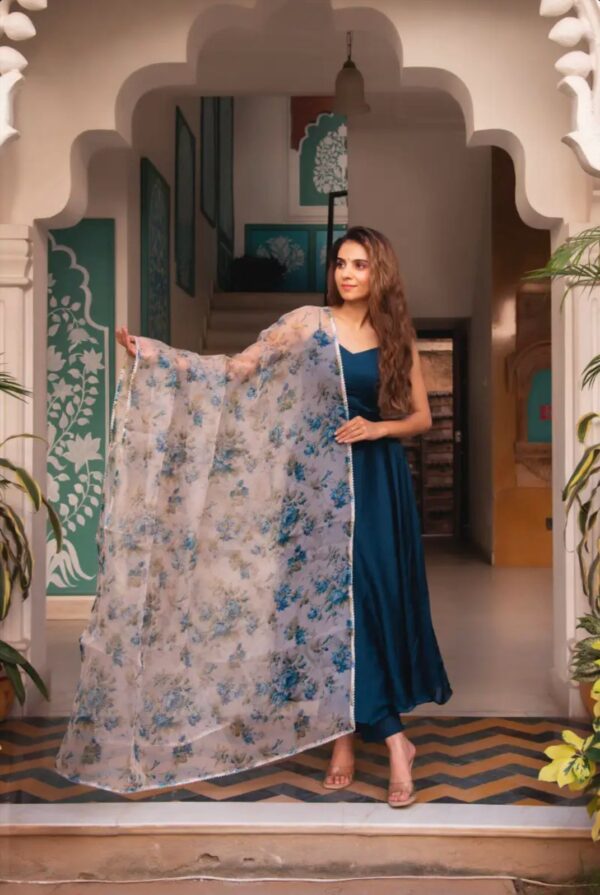 Navy Blue Color Huge Flair Anarkali Suit - Image 4