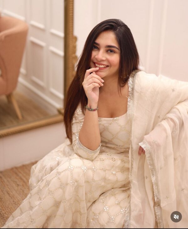 White Color Heavy Embroidery Work Gown - Image 3