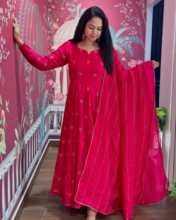 Anarkali Kurta with Trousers & Dupatta - Image 3