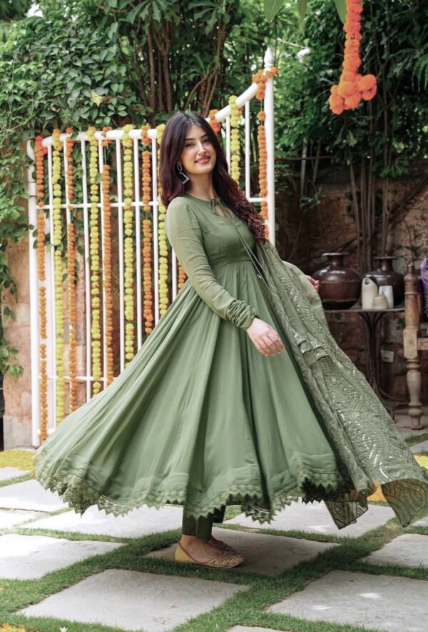 Green Color Georgette Designer Gown - Image 2