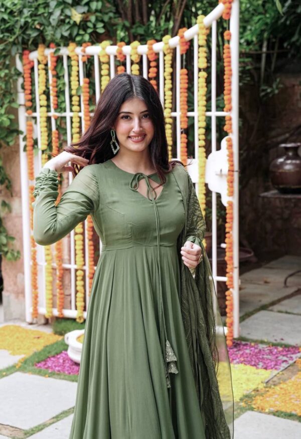 Green Color Georgette Designer Gown