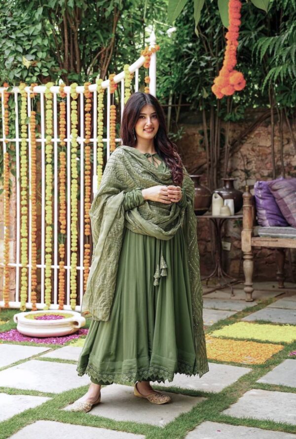 Green Color Georgette Designer Gown - Image 4
