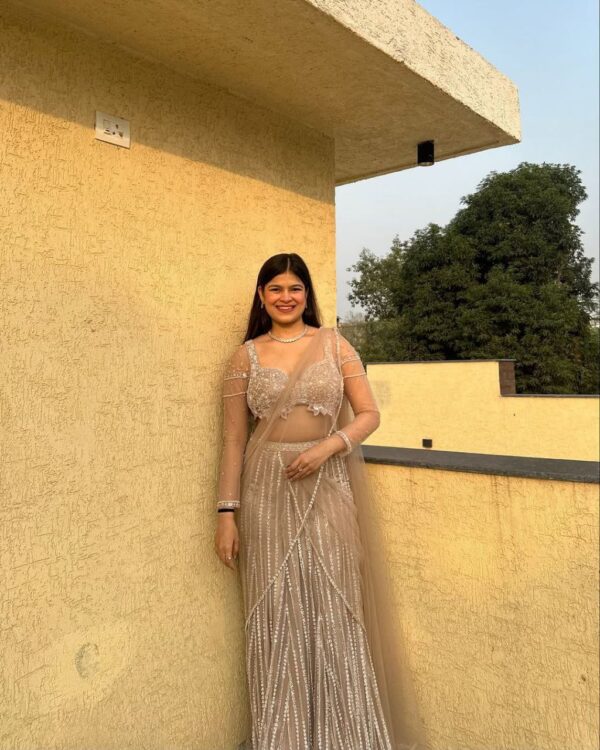 Silver Color Butterfly Net Beautiful Embroidered Lehenga Choli - Image 5