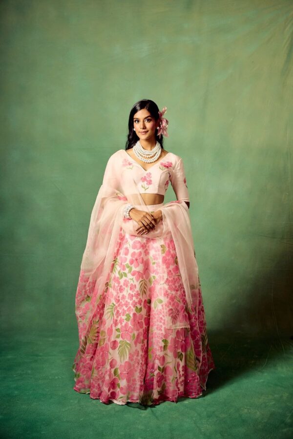 White Color Flower Printed Lehenga Choli - Image 2