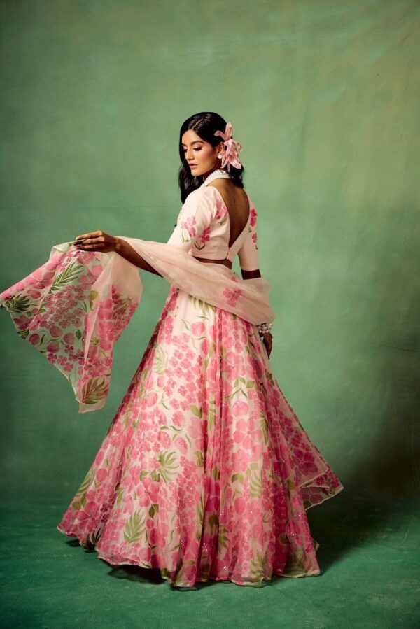 White Color Flower Printed Lehenga Choli - Image 3