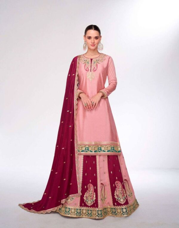 Pink Color Heavy Chinon Silk Sharara Suit - Image 2