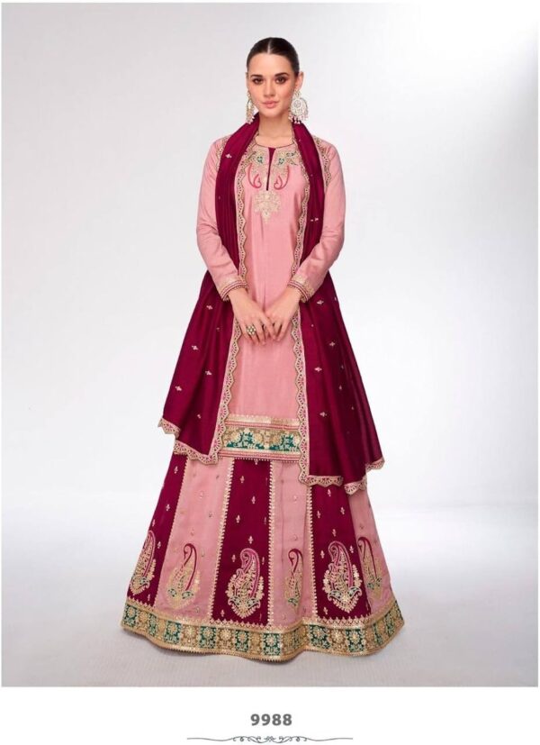 Pink Color Heavy Chinon Silk Sharara Suit - Image 3
