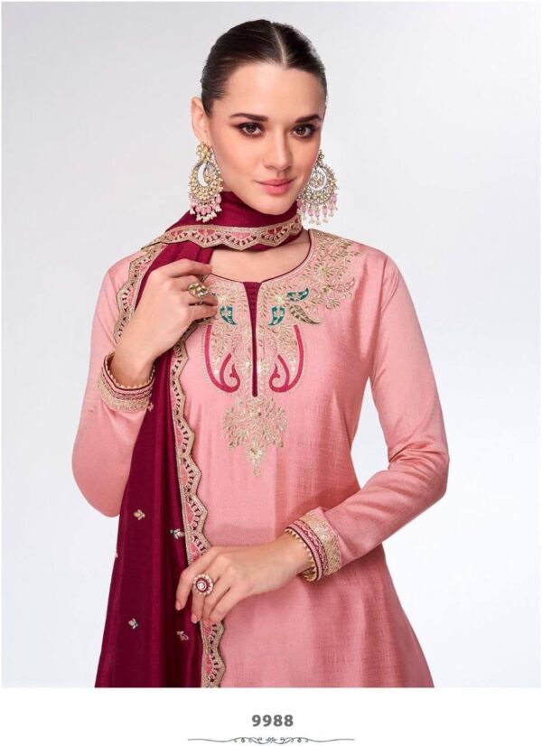 Pink Color Heavy Chinon Silk Sharara Suit - Image 4