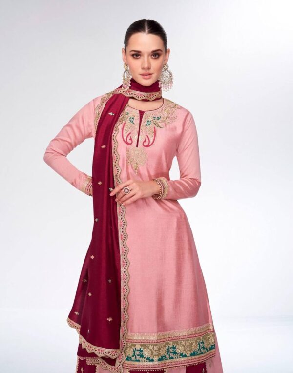 Pink Color Heavy Chinon Silk Sharara Suit