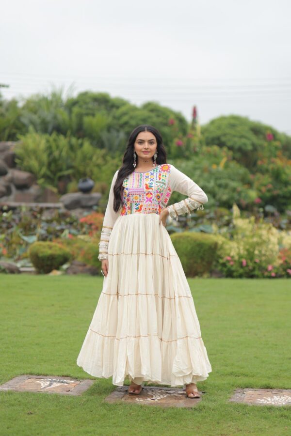 White Color Long Gown With Gota Patti Work