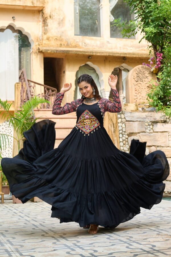 Designer Black Color Multi Work Gown - Image 4