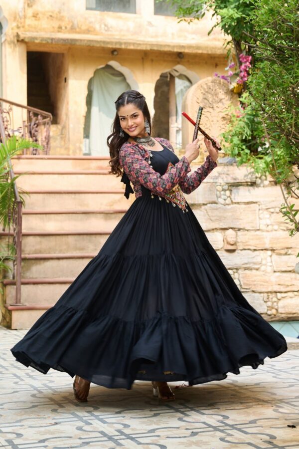Designer Black Color Multi Work Gown - Image 5
