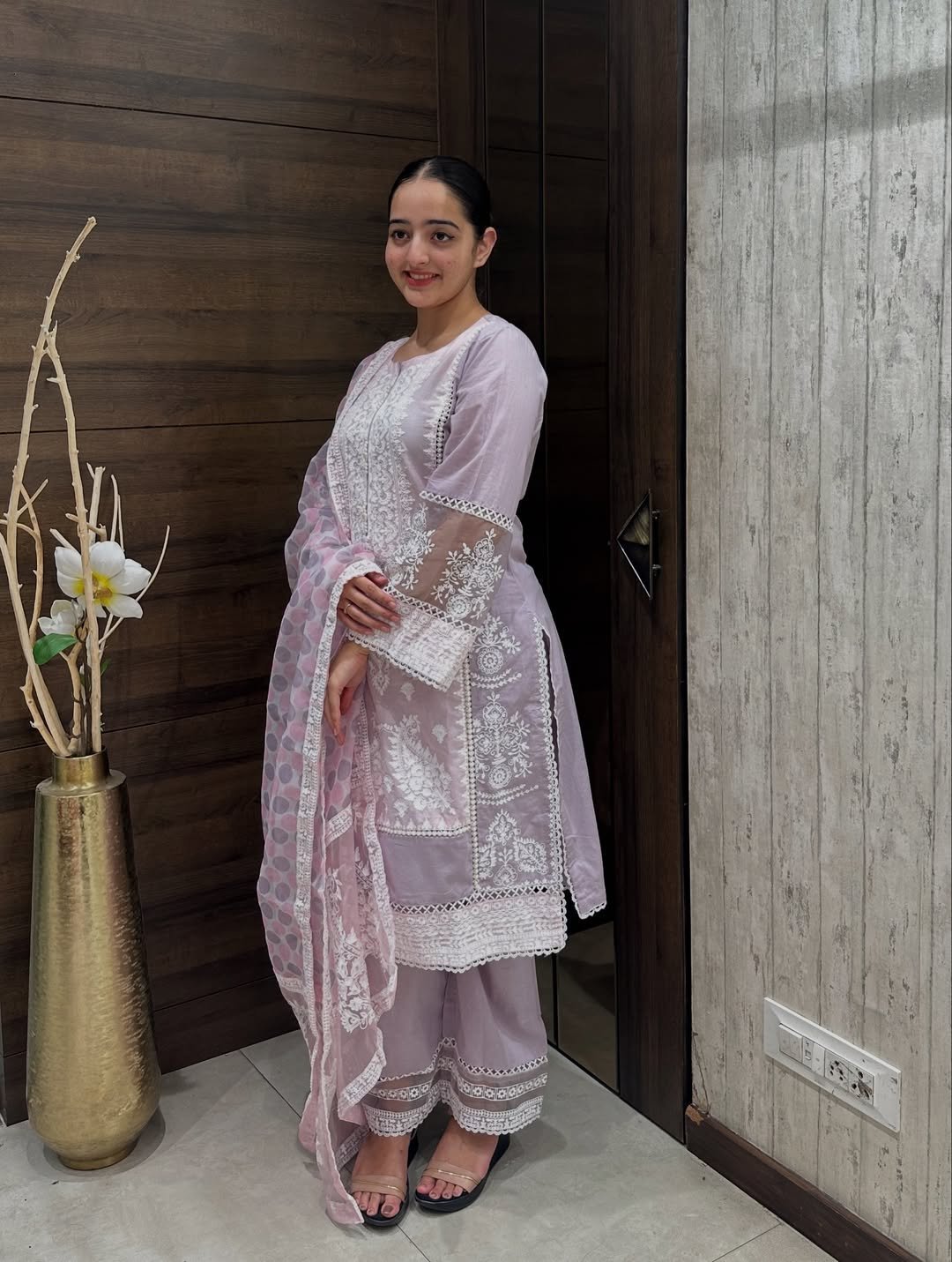 Organza with polka dot digital print Suit - Image 2