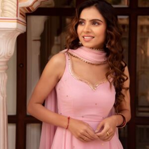 Peach Color Fox Georgette Beautiful Gown