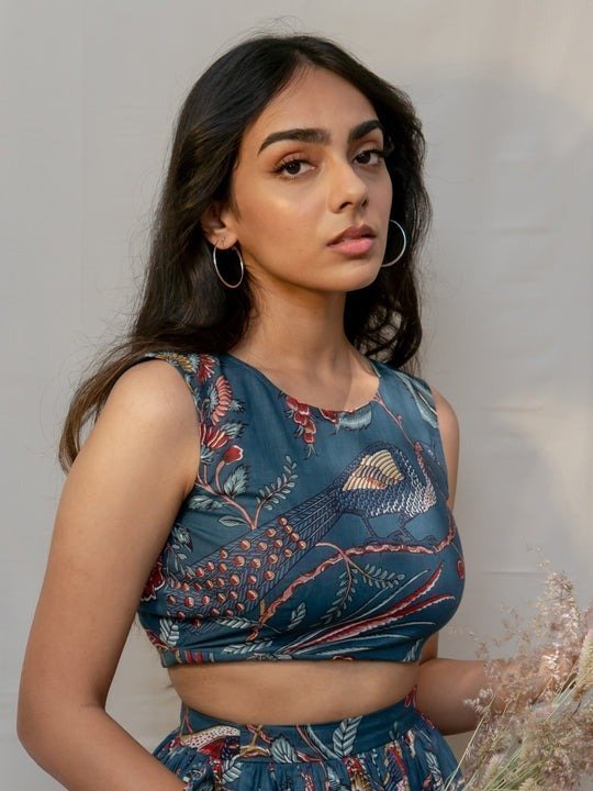 This set of crop top and maxi skirt is crafted in printed cotton Lehenga choli - Image 4