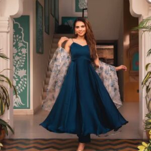 Navy Blue Color Huge Flair Anarkali Suit