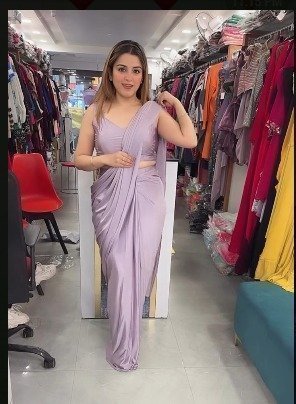 Party Wear Levender Chinon Silk Wear Saree With Sequence Embroidery Work Koti