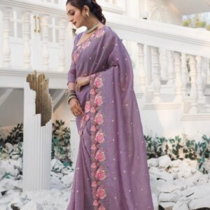 Unique Lavender Color Saree