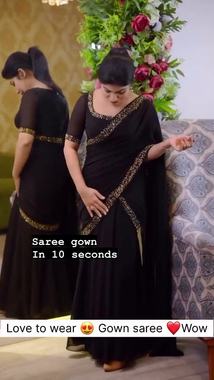 Elegant Coffee Brown Gown Gown Saree with Sequin Border