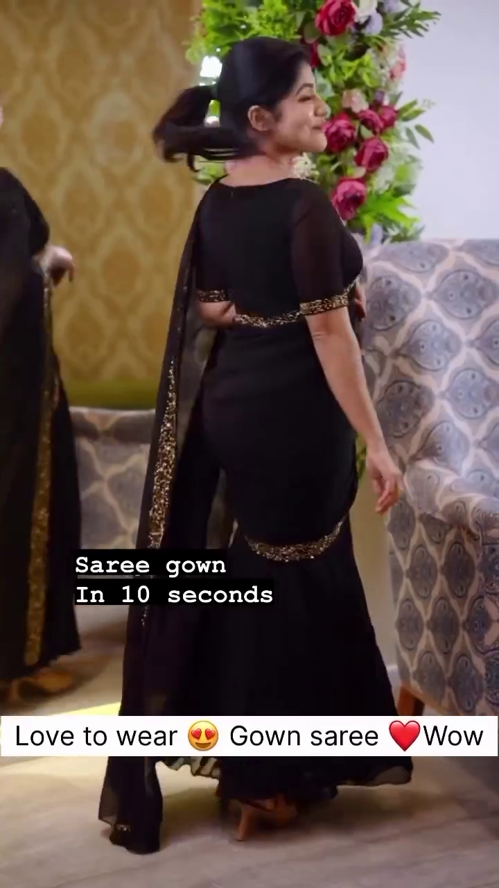 Elegant Coffee Brown Gown Gown Saree with Sequin Border - Image 3