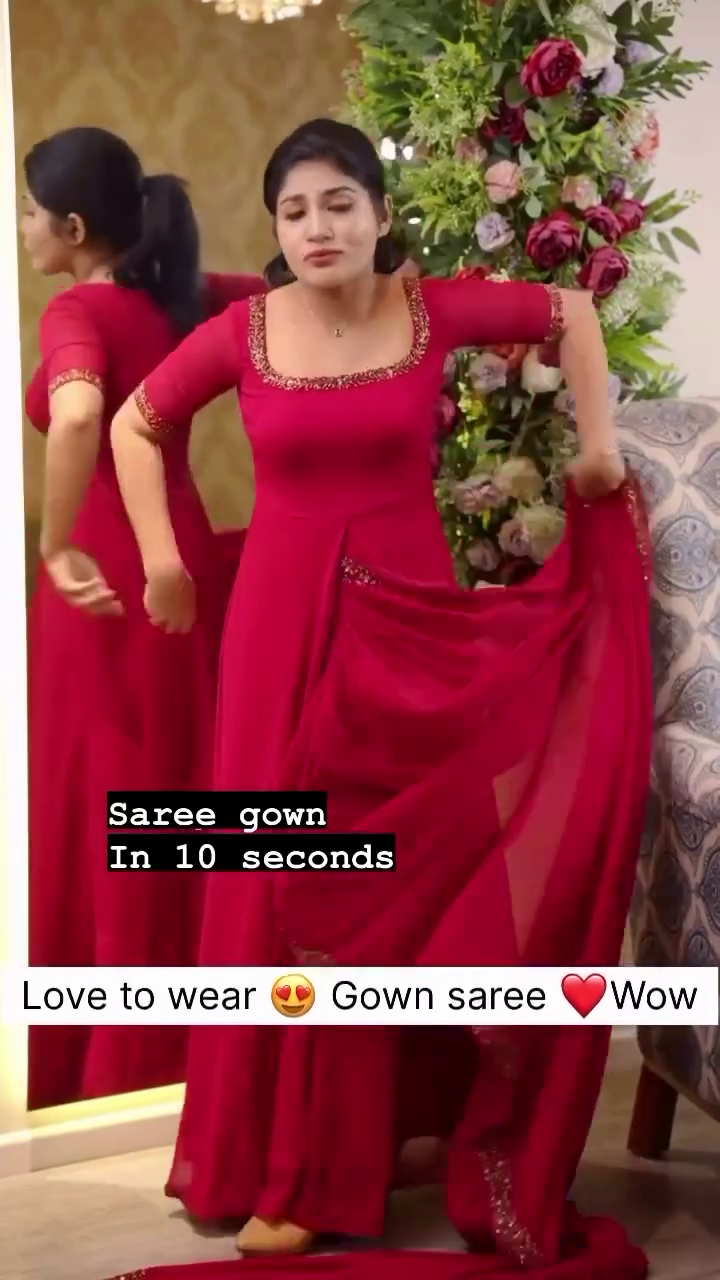 Elegant Coffee Brown Gown Gown Saree with Sequin Border - Image 4