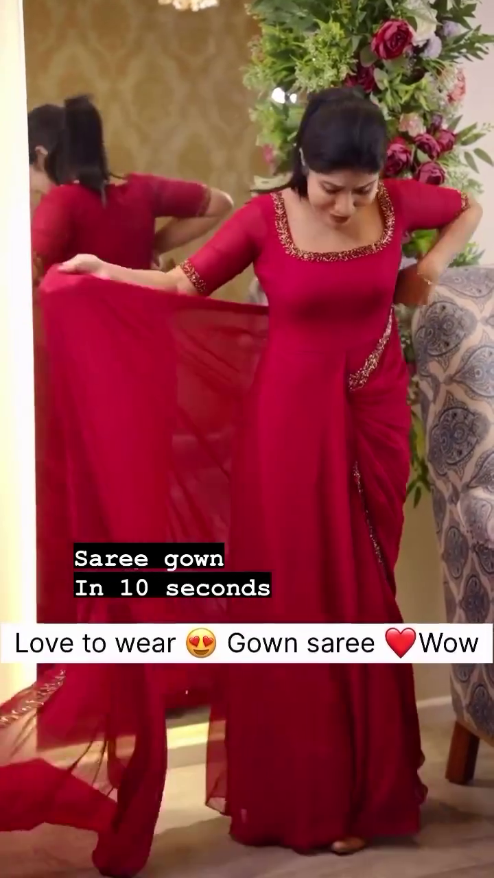 Elegant Coffee Brown Gown Gown Saree with Sequin Border - Image 5