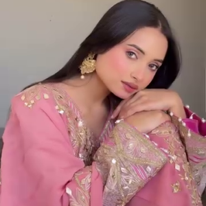 Eid Special Pink Embroidered Sharara Suit with Mirror & Zari Work