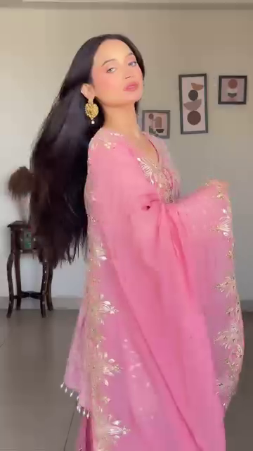 Eid Special Pink Embroidered Sharara Suit with Mirror & Zari Work - Image 6