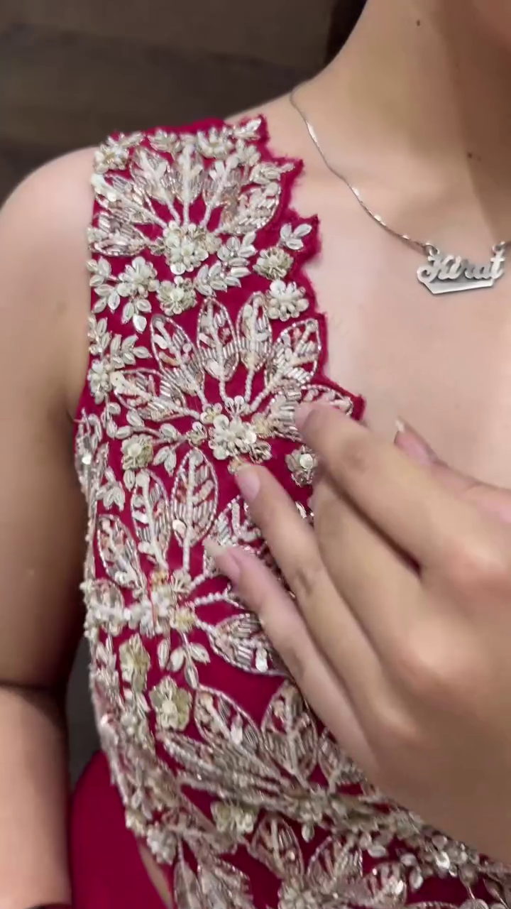 Designer Draped Saree Gown with Embroidered Waist Detail - Image 2