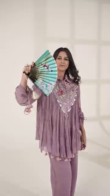 Burnt Orange Cape Style Sharara Set with Embroidery - Image 4