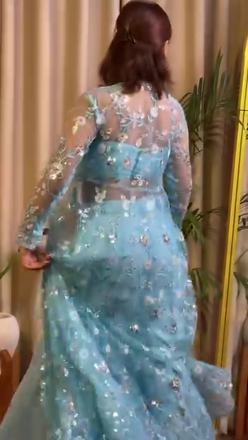 Sky Blue Embroidered Georgette Co-Ord Set with Jacket - Image 5