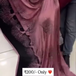 Designer Embroidered Saree with Contrast Panel & Sequin Detailing