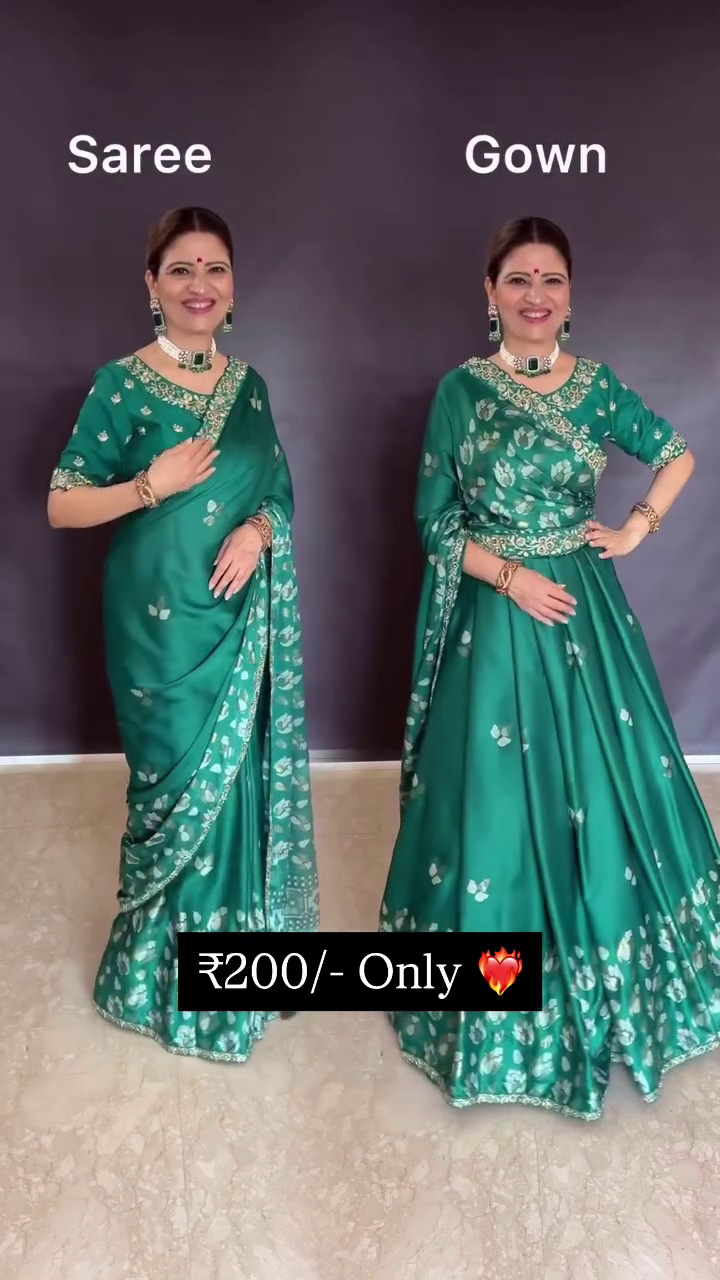 Soft Taffeta Silk with Printed Butti Work