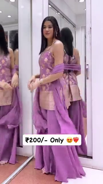 Lavender Embroidered Plazo Suit Set with Dupatta - Image 2