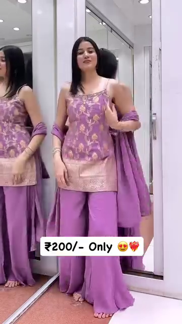 Lavender Embroidered Plazo Suit Set with Dupatta - Image 3