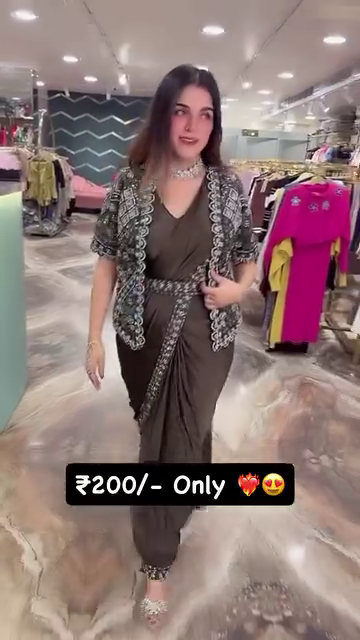 Designer Drape Saree with Embellished Shrug ? Indo-Western Set - Image 2