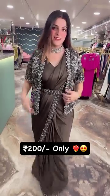 Designer Drape Saree with Embellished Shrug ? Indo-Western Set