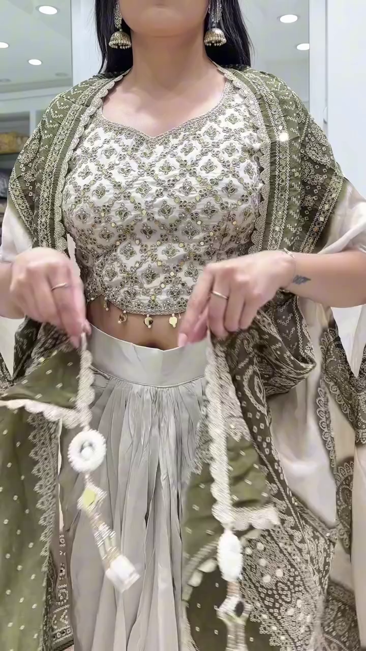 Ivory Gold Pre-Draped Saree Set with Heavy Embroidered Cape - Image 7