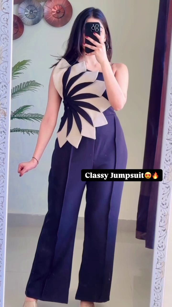 Designer One-Shoulder 3D Applique Jumpsuit ? Premium Western Wear