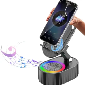 Wireless Charging Phone Stand with Built-in Bluetooth Speaker