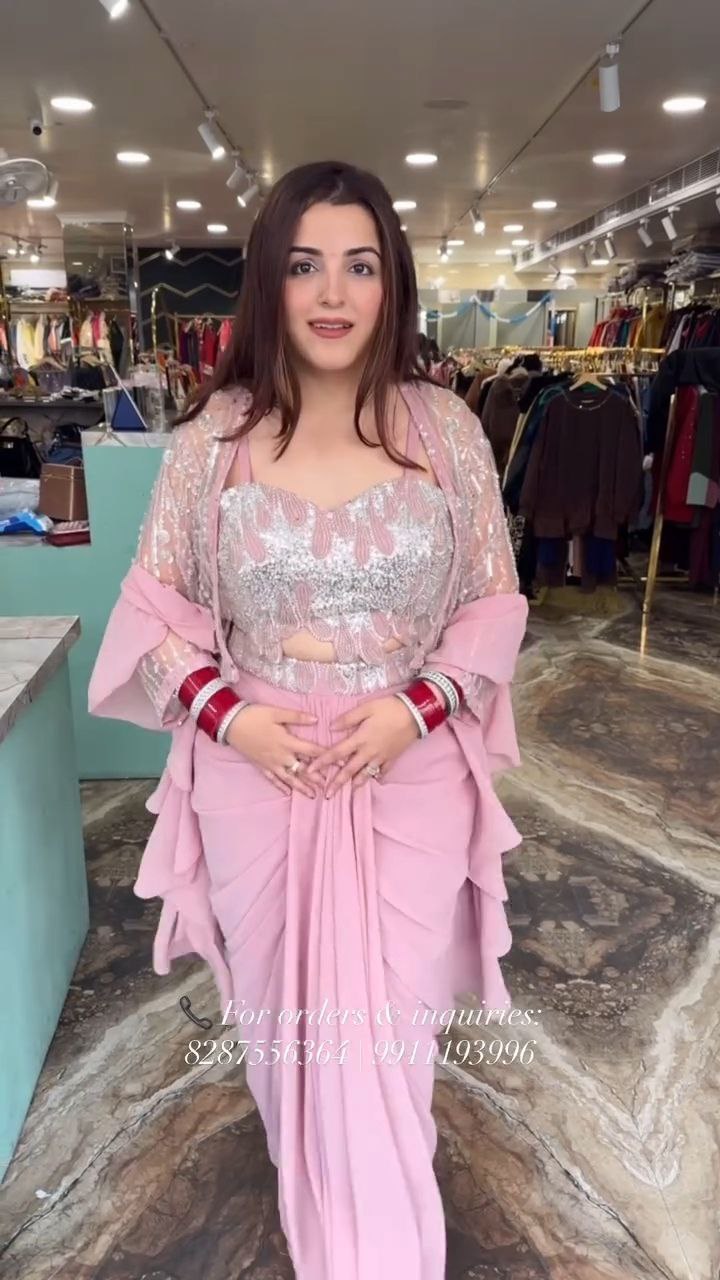 Blush Pink Embellished Designer Saree with Statement Blouse