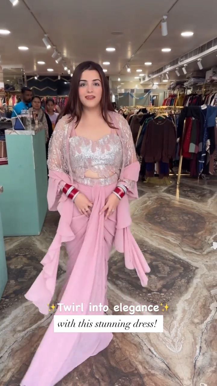 Blush Pink Embellished Designer Saree with Statement Blouse - Image 2