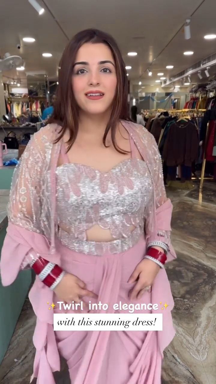 Blush Pink Embellished Designer Saree with Statement Blouse - Image 3