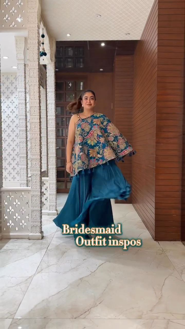 Orange Embroidered Short Kurti with Sharara Set - Image 2