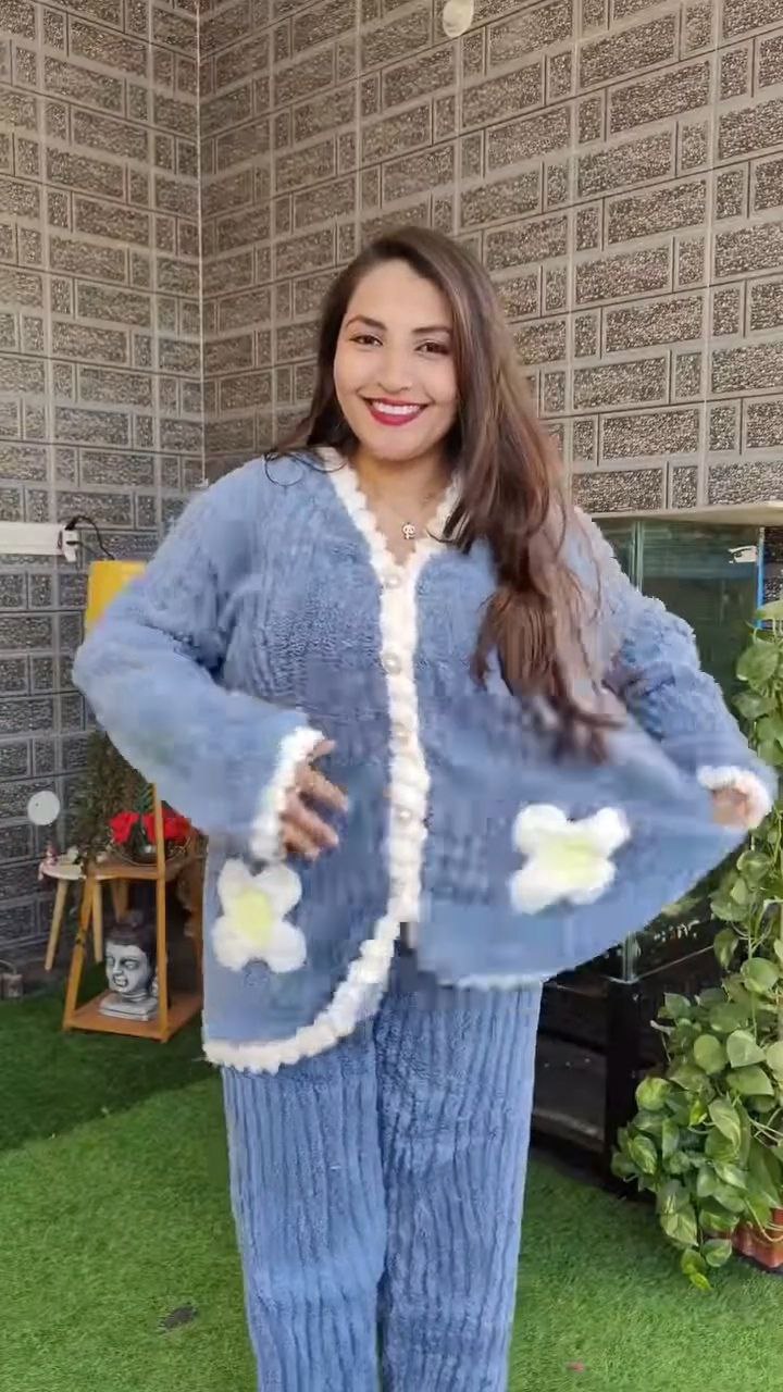 Plush Winter Lounge Co-Ord Set with Front Button Jacket - Image 6