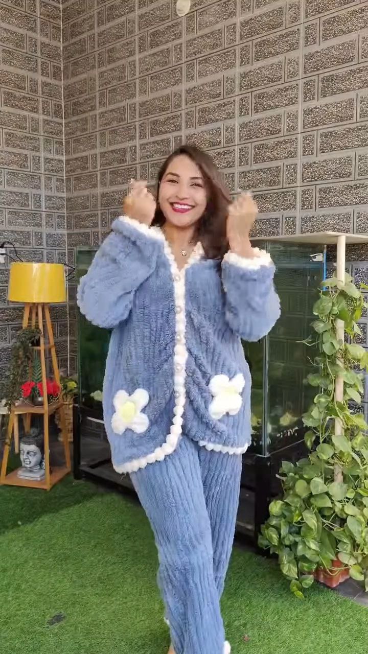 Plush Winter Lounge Co-Ord Set with Front Button Jacket - Image 7