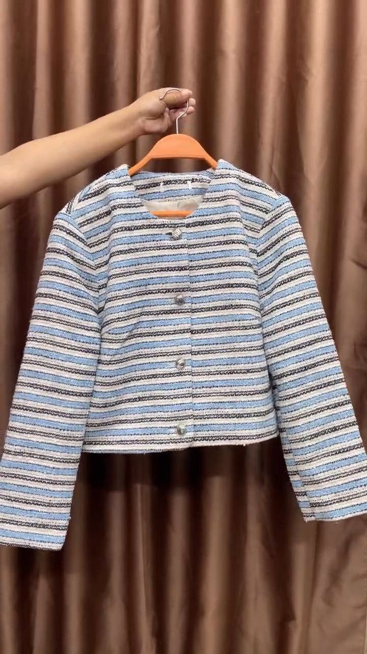 Women’s Striped Textured Crop Jacket