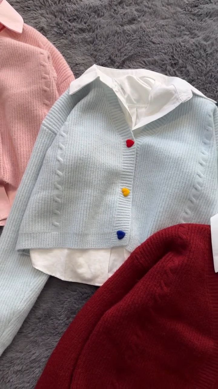 Women’s Knit Cardigan with Shirt Collar Detail - Image 2